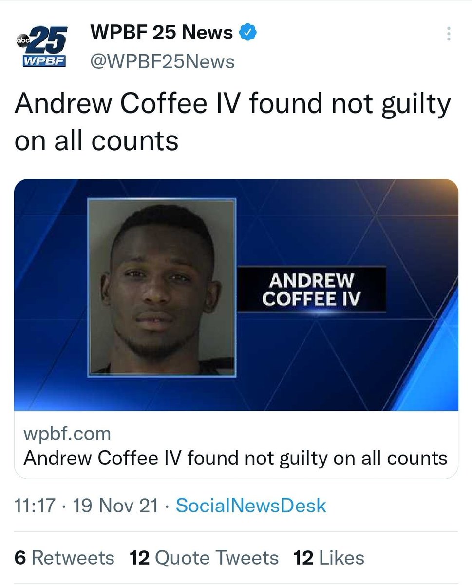 AF632's tweet photo. @BubbaWallace Incorrect. A black man was acquitted today of five counts of murder. He claimed self defense and won. It's nothing but a local news story because mainstream news wants nothing more than racial unrest and hatred. https://t.co/q3wI2hegLj