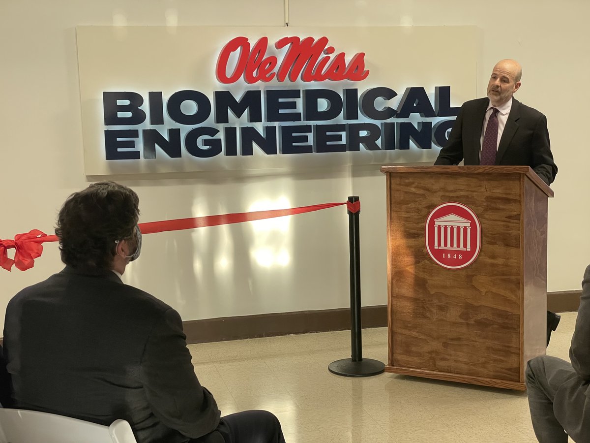 UnivMSProvost's tweet photo. Thrilled to witness the ribbon cutting for the expansion of the University of Mississippi's Department of Biomedical Engineering. Thank you to Dr. Waddell, Dean Puleo, Chancellor Boyce, the amazing faculty, the students, the staff and the supporters who made it happen. https://t.co/1ifVFCwjXD
