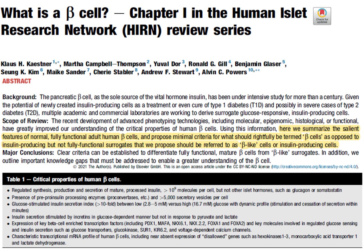 Satchin Panda (@satchinpanda) on Twitter photo What is a pancreatic beta cell? Sounds simple? As many scientists are trying to make beta cells to treat Type 1 diabetes, a better working definition is increasingly important.
@KlausKaestner and colleagues define it in a <a href="/MolMetab/">Molecular Metabolism</a> review
sciencedirect.com/science/articl… What is a pancreatic beta cell? Sounds simple? As many scientists are trying to make beta cells to treat Type 1 diabetes, a better working definition is increasingly important.
@KlausKaestner and colleagues define it in a <a href="/MolMetab/">Molecular Metabolism</a> review
sciencedirect.com/science/articl…
