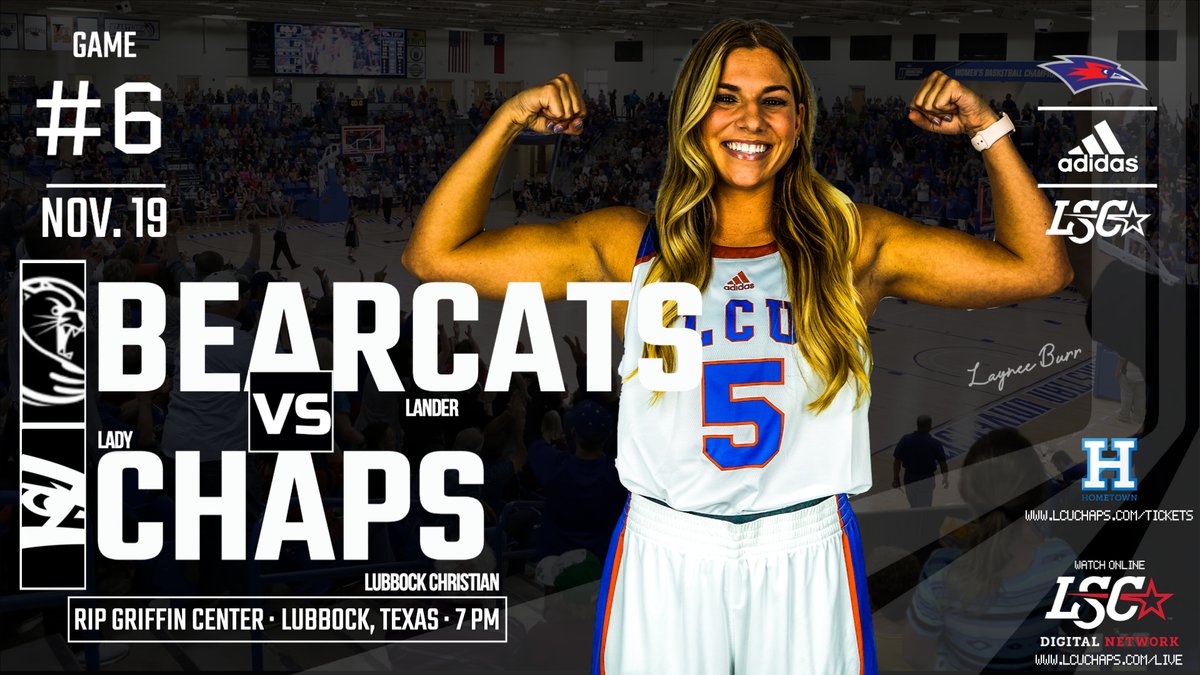 LCUCHAPS's tweet photo. π LADY CHAPS GAMEDAY
π: @LanderAthletics
β°: 7PM
π: Lubbock, Texas
π: Rip Griffin Center
π: https://t.co/g54dmx24ZA
π°: https://t.co/ia1qMslrg9
π: https://t.co/GIKn5D1c3h
πΊ: https://t.co/qfHRpvDSa2
#LCUvsLU
#LSCwbb
#D2WBB https://t.co/tzVtKqdJU5