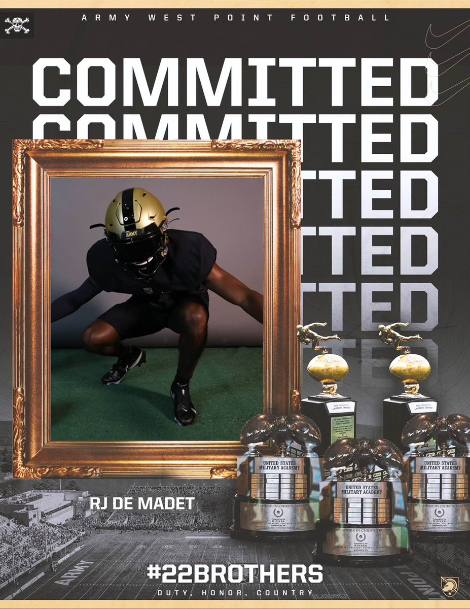 Blessed and thankful to God✝️ I would like to announce my verbal commitment to continue my studies at the prestigious West Point Academy.
<a href="/CoachJeffMonken/">Jeff Monken</a> <a href="/Coach_Worley/">Cody Worley</a> 
<a href="/ArmyFB_Recruit/">Army Football Recruiting</a> #22Brothers <a href="/roberson_derick/">Coach Rob, M.Ed., RAA</a> <a href="/KevinJCEO/">Coach Mac 🏈</a> <a href="/CoachWelock/">Joseph Welock ..</a> <a href="/CoachMackey25/">Jake Mackey</a> <a href="/FMHSRecruits/">Memorial Football Recruiting</a>