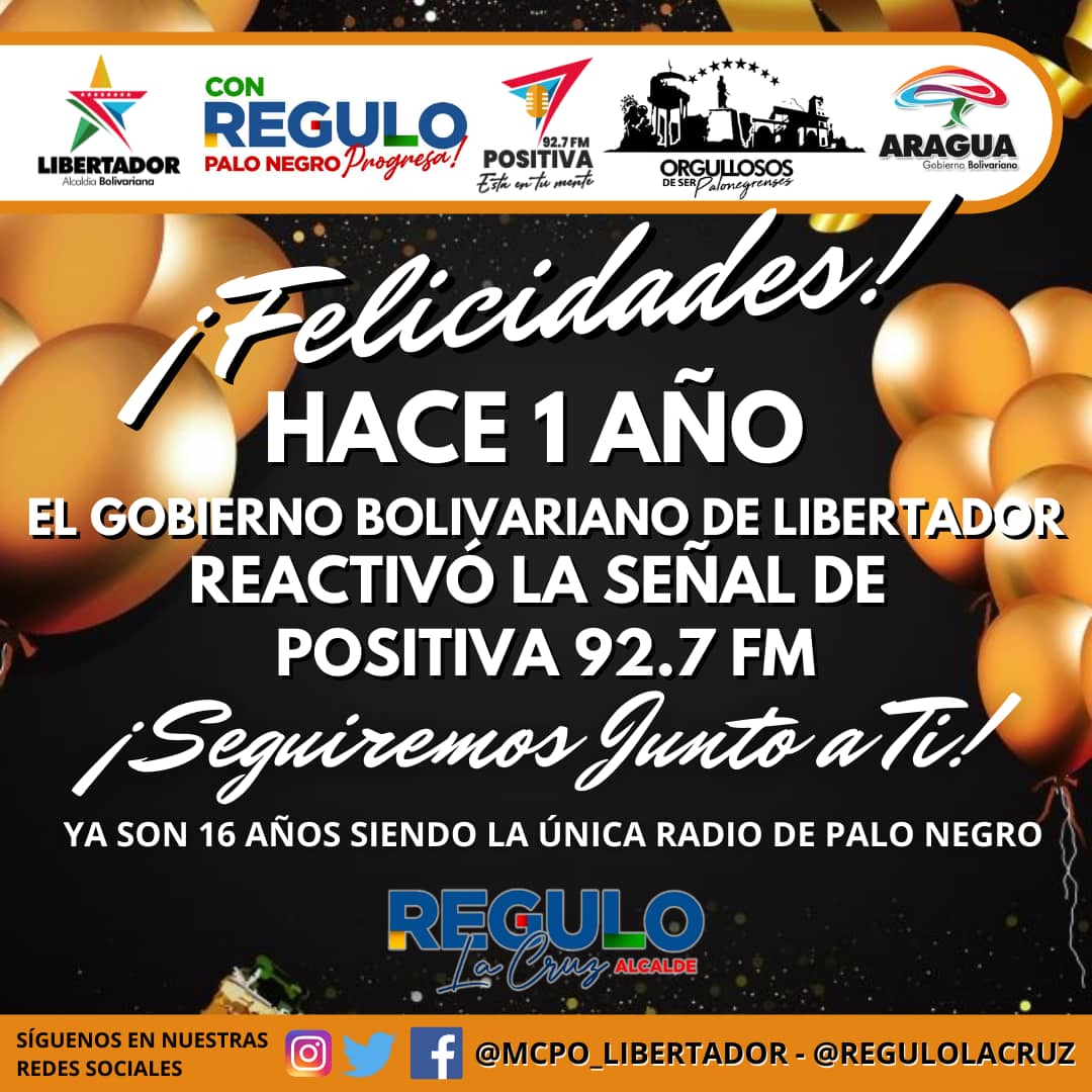 Jacksilin1's tweet photo. Felicitaciones a positiva 92.7 FM por su año de ser reinaugarada #conregulopalonegroprogresa
@MCPOLibertador https://t.co/rlobBQ2AeK
