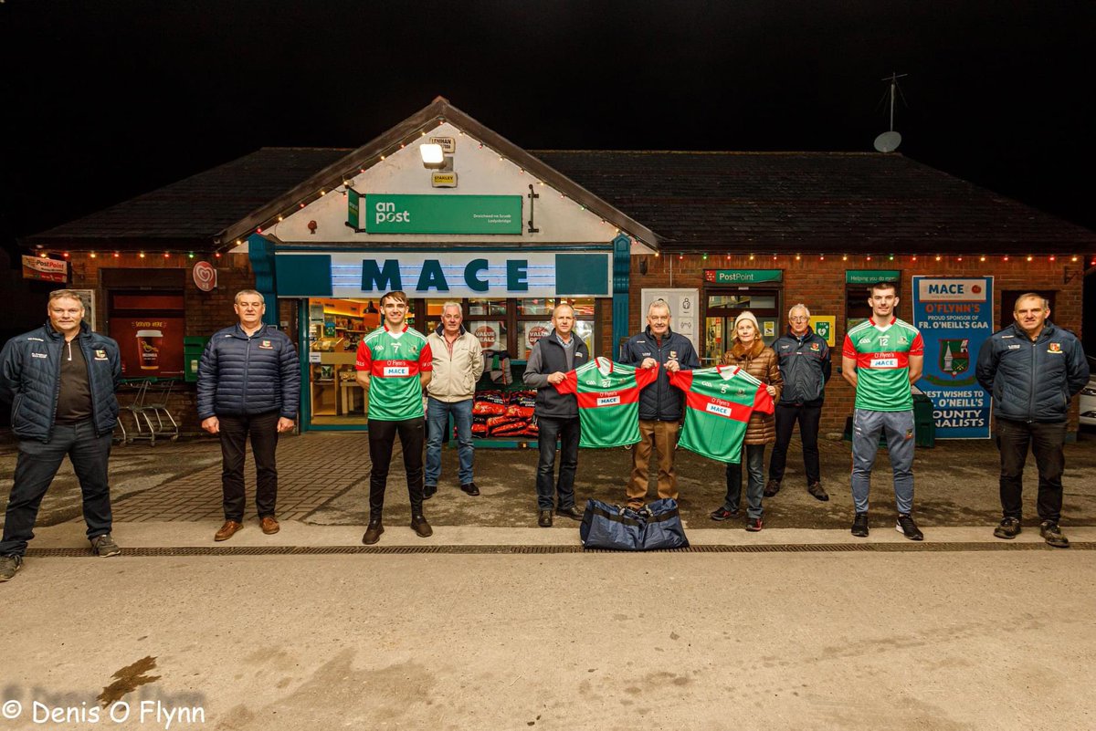 We are delighted to be in a position tonight to present a new set of jerseys for our forthcoming Co-Op Superstores County 'A' Senior Hurling Final on Sunday to Chairman of Fr. O' Neill's GAA, Michael Hegarty with Tom Millerick Captain and Kevin O Sullivan &amp; committee members