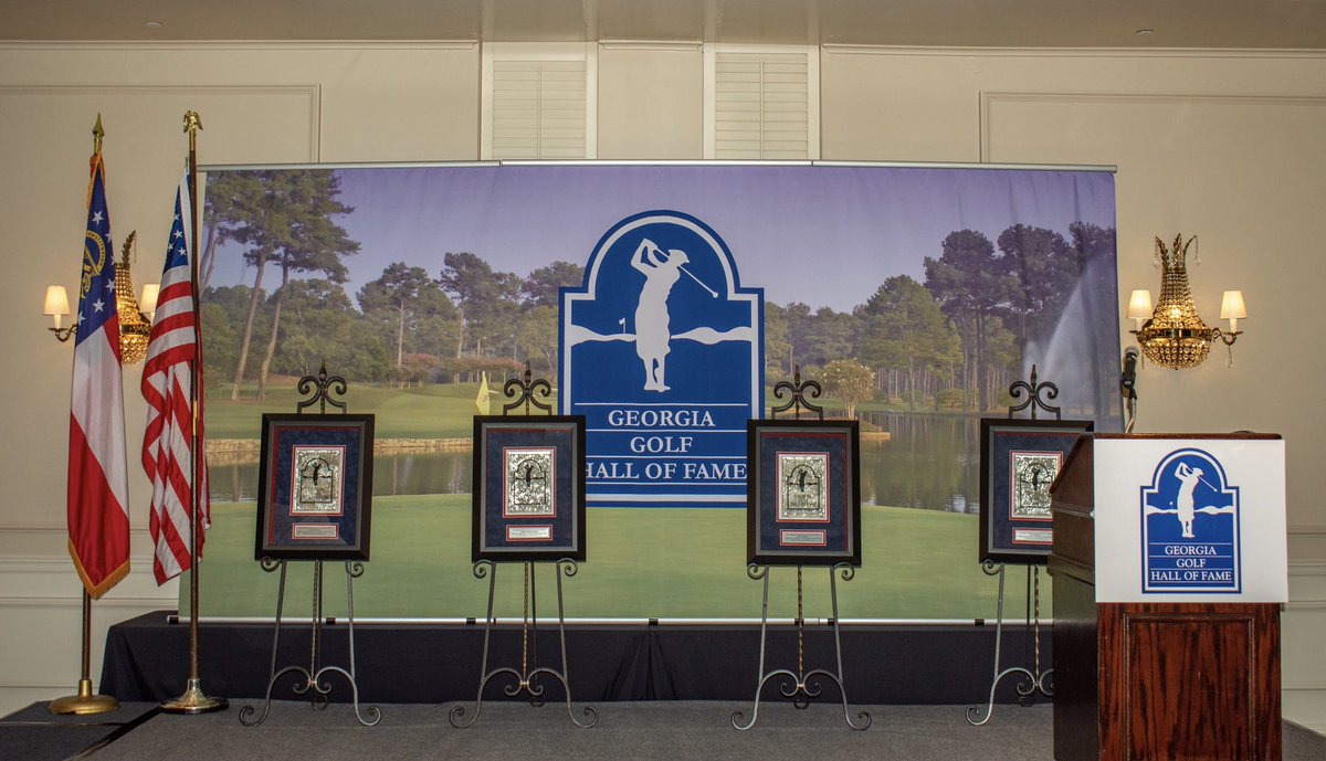 GSGA's tweet photo. The stage is set for the Georgia Golf Hall of Fame Induction Ceremony at @atlantaathclub!

Tonight, David Noll, Jr., Brenda Pictor, Mike Waldron and Tim Weinhart will officially be inducted into the #GGHOF as the Class of 2020! https://t.co/YWZmFM2twA