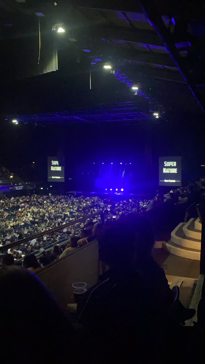 graacemiller's tweet photo. I properly cried when @rickygervais came on stage, I’ve been waiting for this moment for so long. I’ve watched Humanity on Netflix that many times that I can recite the entire set, seeing Super Nature tonight was surreal and one of the best nights ever! Thanks for the laughs! https://t.co/5VwSaMKWD8