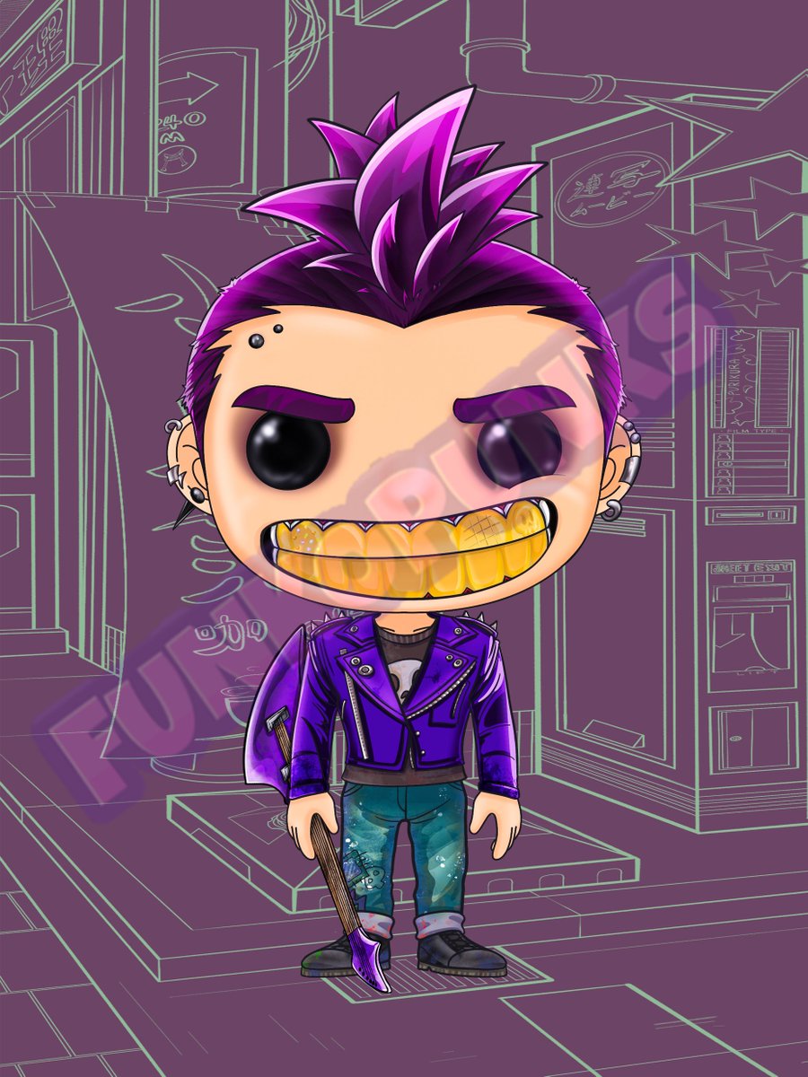 FunkoPunksCoin's tweet photo. To cap off our week of Mosh Pit drops, we'd like to introduce you to our flagship FunkoPunk, Aux! Aux is a hard-hitting, glitzy maniac on the axe, and his bark's not quite as bad as his golden bite. Which Week 1 Punk is your favorite? #PunkCommunity https://t.co/VXCqxWjte7