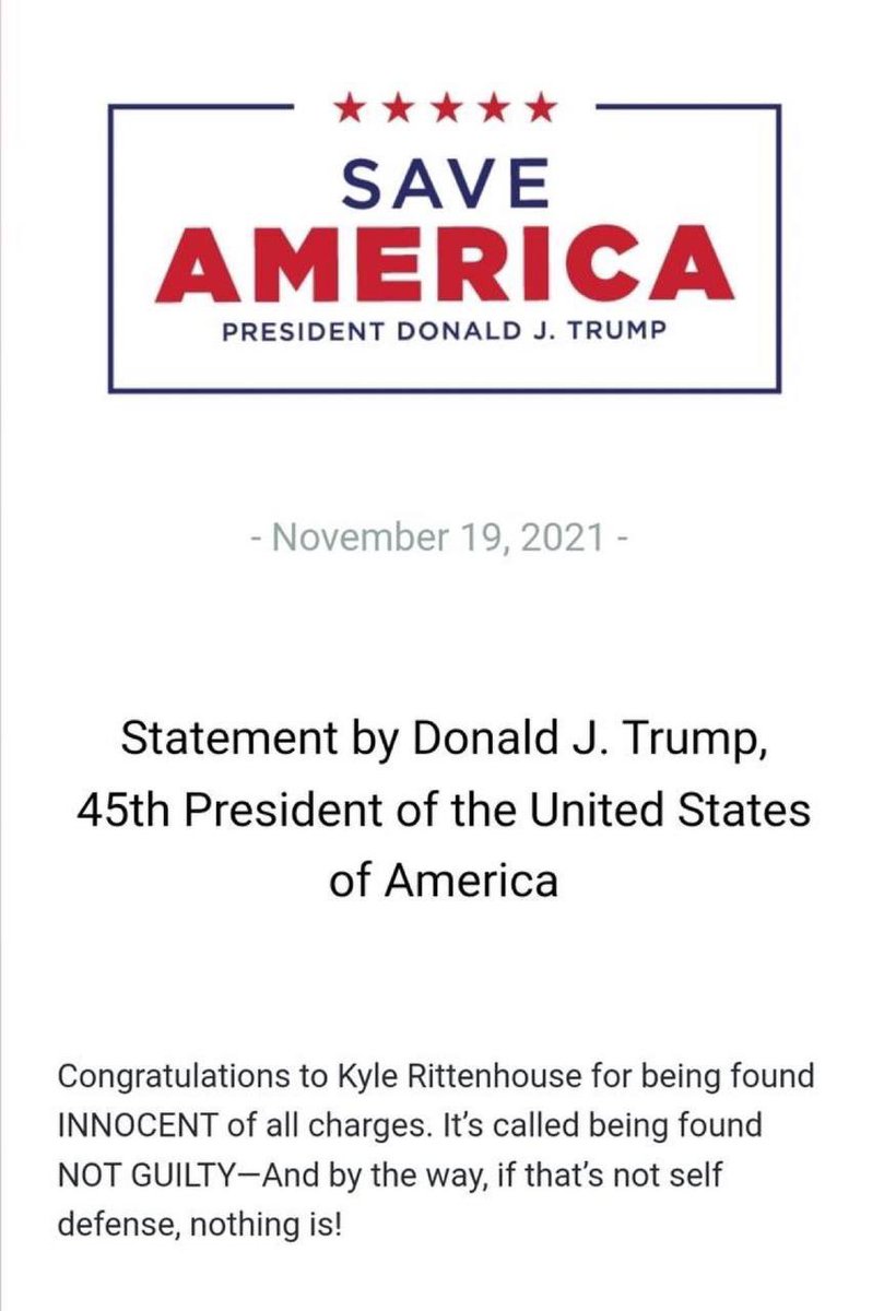 breeadail's tweet photo. Donald Trump has issued statement on #Rittenhouse verdict: https://t.co/WIyTtGStGV