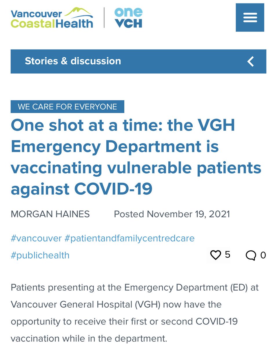 What's awesome? We're offering unvaccinated patients the chance to get their #COVID vaccine in the ED.

Also awesome: <a href="/EMResUBC/">UBC Vancouver EM Residency</a> resident @MorganJHaines wrote this story for <a href="/VCHhealthcare/">Vancouver Coastal Health</a> news.