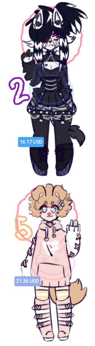 MilkyJoj0's tweet image. Hi!💕🦇
I leave here some Adoptables that I have not sold
they have their price in the image! 

Art by me

#art #draw #drawing #cute #adopt #adopts #adoptables #adoptable #openadoptable #openadoptables #furry #demon #dragon #bee #furryadopts #furryadoptable #kemonomimi