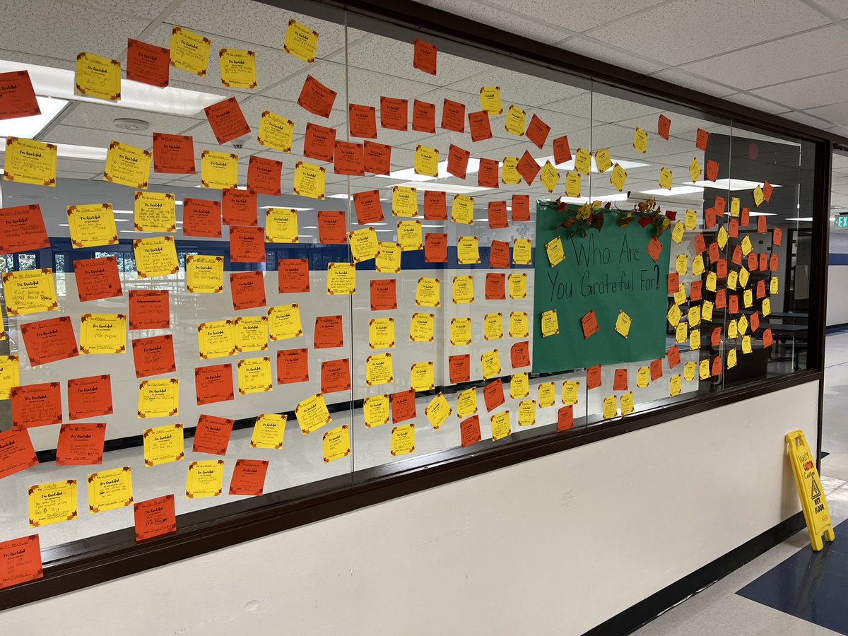 DMPfannstiel's tweet photo. Our @WellsWolverines students put us all in the #Thanksgiving spirit at lunch today by writing notes on who they would like to thank and why for a great start to the year! We are grateful for the hard work they have put in raising the standards this year! #WinningWolverines https://t.co/EGjjS7diaz