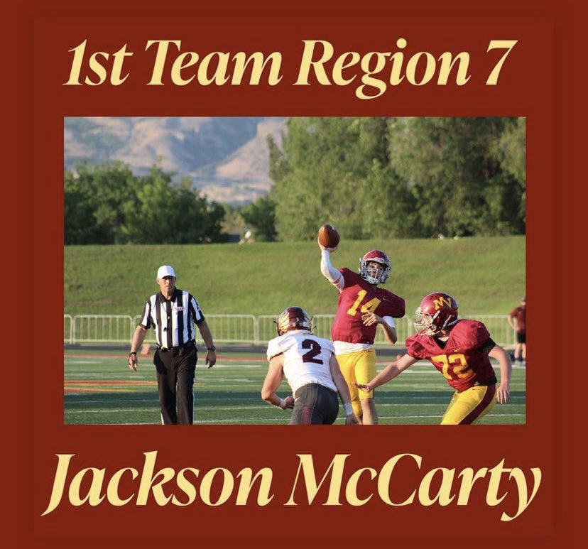 JacksonMcCart19's tweet photo. Blessed to be named 1st team 
Region 7! @football_mtn https://t.co/iYKvsuRolc