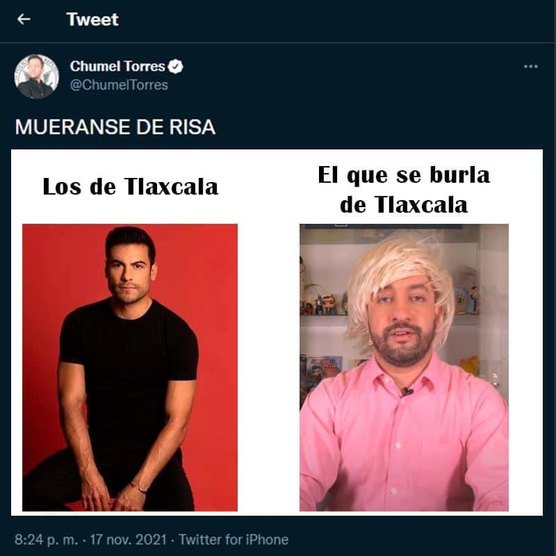 ilicervantes's tweet photo. #Tunda #Memes #ChumelNoFueALaEscuela #estilotlax
Tunden en redes a Chumel Torres, aquel que se mofa (de forma ignorante) de Tlaxcala. Se burlan de que haya reprobado Geografía e Historia. #TlaxcalaSíExiste @ChumelTorres https://t.co/QlsRuknzKW