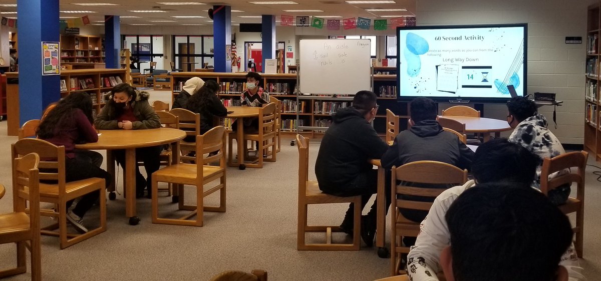 Intro lesson for Long Way Down by <a href="/JasonReynolds83/">Jason Reynolds News</a> 
Students began their lesson with a one-minute anagram competition using the book title.