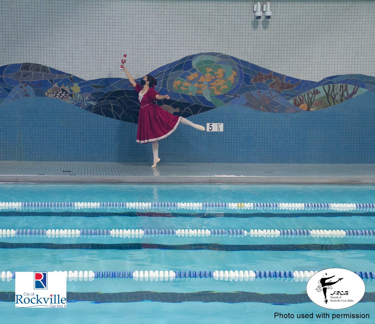 RockvilleRec's tweet photo. Before she performs in The Nutcracker by the @RockvilleBallet, Clara is continuing her magical journey around Rockville. Clara, played here by dancer Kate, stopped by the Rockville Swim &amp; Fitness Cntr. See where Clara’s Magical Journey takes her tomorrow! https://t.co/S8TzbT4yGR https://t.co/iVkFo9P4nR