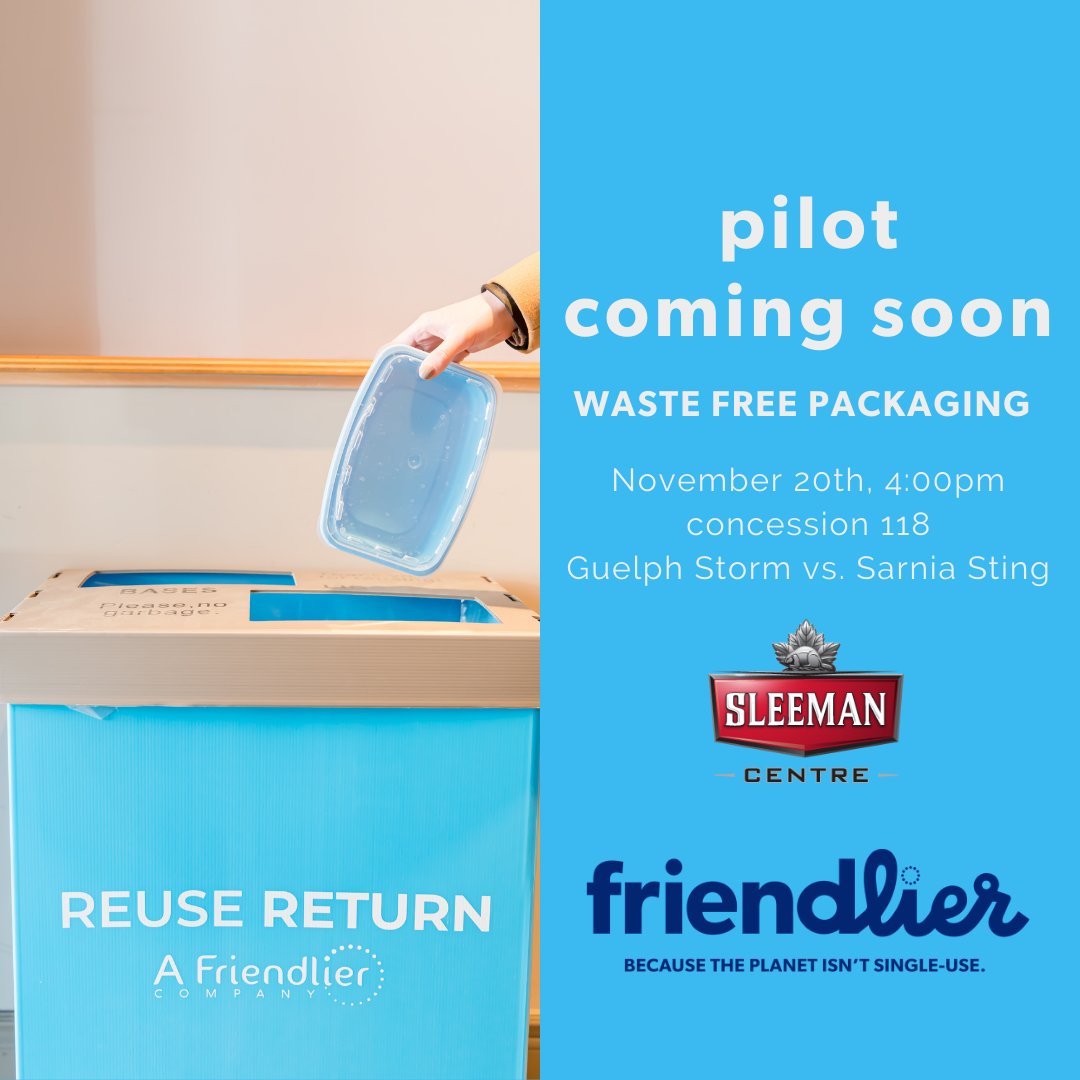 Help us test out the <a href="/be_friendlier/">Friendlier</a> waste-free take-out container this Saturday!

Here’s how:
1.Purchase your meal at concessions 118 with a deposit included for your Friendlier container!
2.Scan your container
3.Return container to bin

@InnovateGuelph @OurFoodFuture