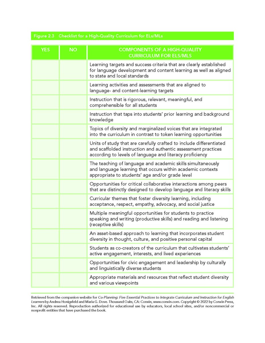 CorwinPress's tweet photo. Wondering what a high-quality curriculum for #MultilingualLearners looks like?

Check out this FREE resource from Co-Planning, the new book from @AndreaHonigsfel and @MariaGDove: "Components of a High-Quality Curriculum for ELs/MLs" https://t.co/ZOVToJuQl4 https://t.co/PjYoIs8pM3