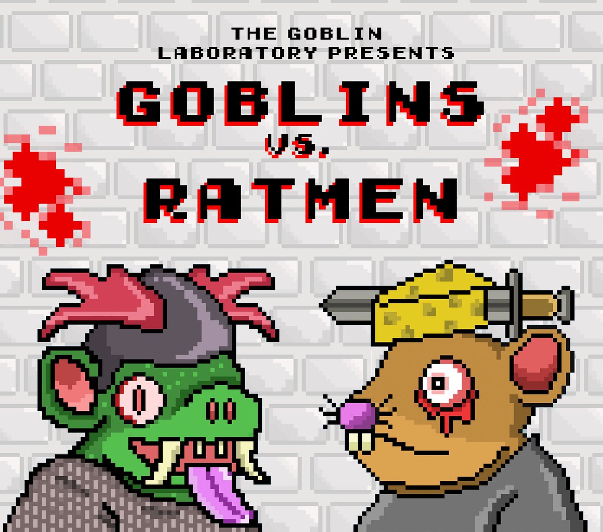 GoblinLabNFT's tweet photo. Introducing Goblins vs. Ratmen! Two new pixel art projects exclusively available to Goblin Experiment Holders! Join the discord for further details! https://t.co/leACUYJgrL