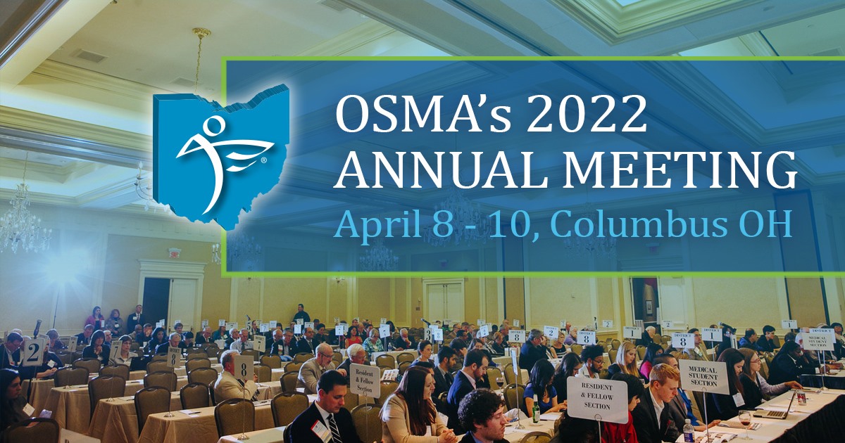 OhioMedicine's tweet photo. Save the date! The 2022 OSMA Annual Meeting will take place April 8-10 at the Renaissance Columbus-Westerville Polaris Hotel. The resolution deadline will be Tuesday, February 8, 2022. https://t.co/U1MLvoUfXQ https://t.co/AVXbuWsEUo