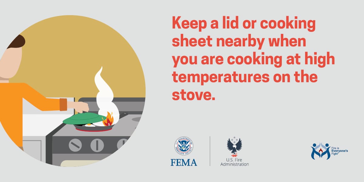 ksfiremarshal's tweet photo. Cooking fires are the #1 cause of home fires & home injuries. If a small grease fire starts in a pan, smother flames by sliding the lid over the pan. Turn off burner. Do not move pan. To keep the fire from restarting, leave lid on until pan cools. #CookingFireSafety #firesafety https://t.co/utTpX5F1oR
