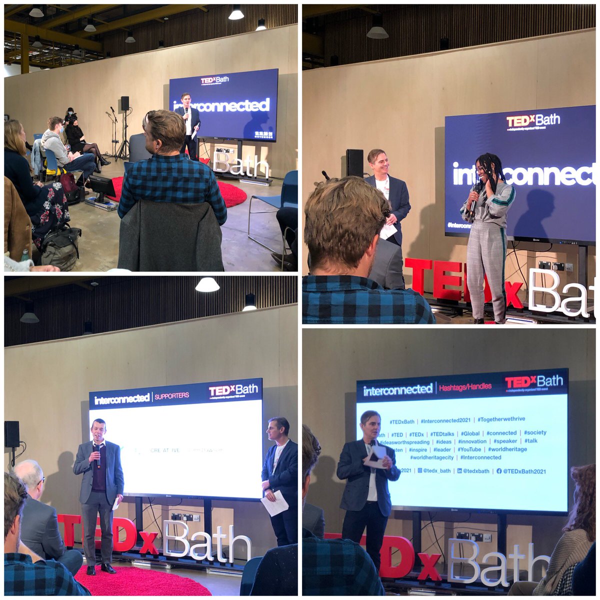 KristinDoern's tweet photo. @tedxbath2021 @GeoffRich kicking off intros for Interconnected evening two before live stream starts in #Locksbrook @BathSpaUni #TEDxBath #Interconnected #TogetherWeThrive https://t.co/1P2wX33gsg