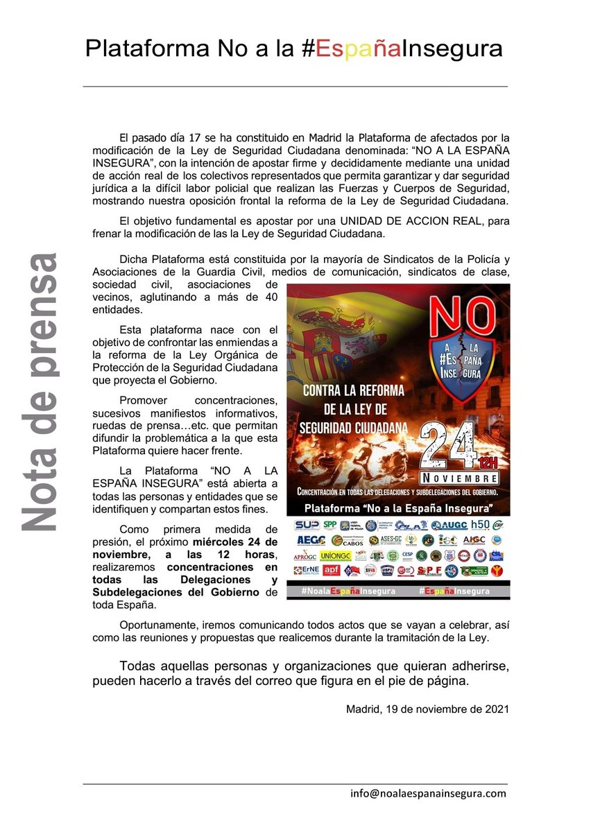 NatanEspinosa2's tweet photo. JUSAPOL tendría que apoyar la plataforma #NoalaEspañaInsegura y quedarse en segundo plano

Principios fundacionales

👉No vamos hacer la competencia a ningún sindicato xq nuestro único fín es la #EquiparacionYa cuando se consiga desapareceremos

👉No queremos medallas
#ADNJusapol https://t.co/WDRWJgg7tY