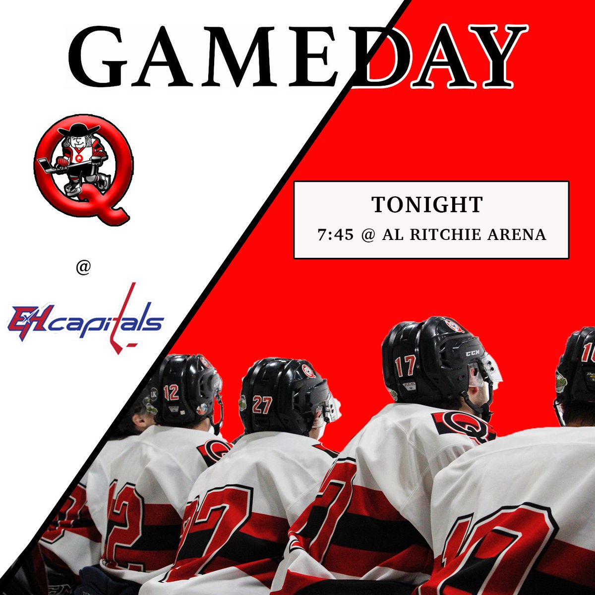 PJHLQuakers's tweet image. IT’S GAME DAY!

⏰Tonight, 7:45 PM
📍Al Ritchie Arena
@ Regina Capitals

#QUAKERSHOCKEY