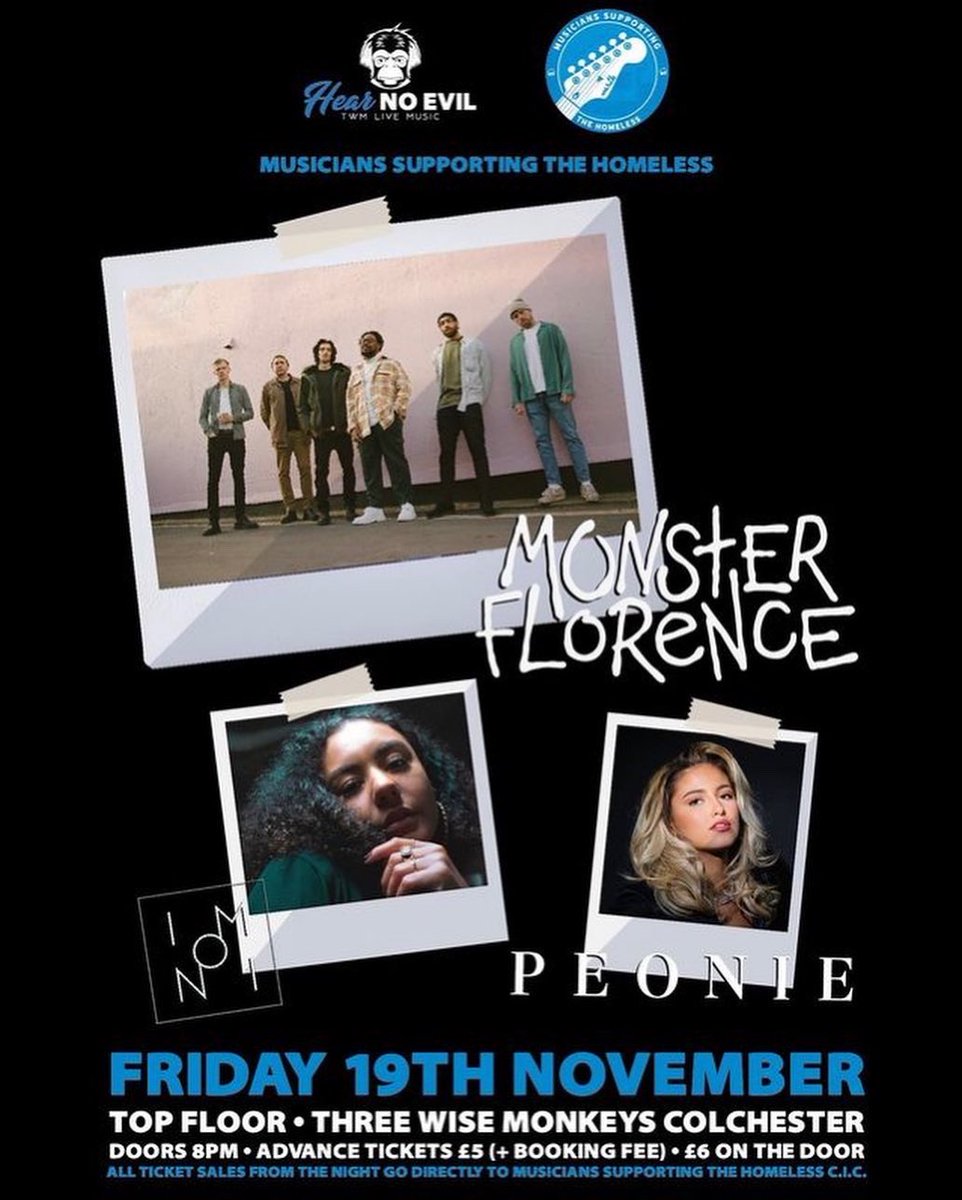 Tonight @ Three Wise Monkeys Colchester for Musicians Supporting the Homeless 🎤✨