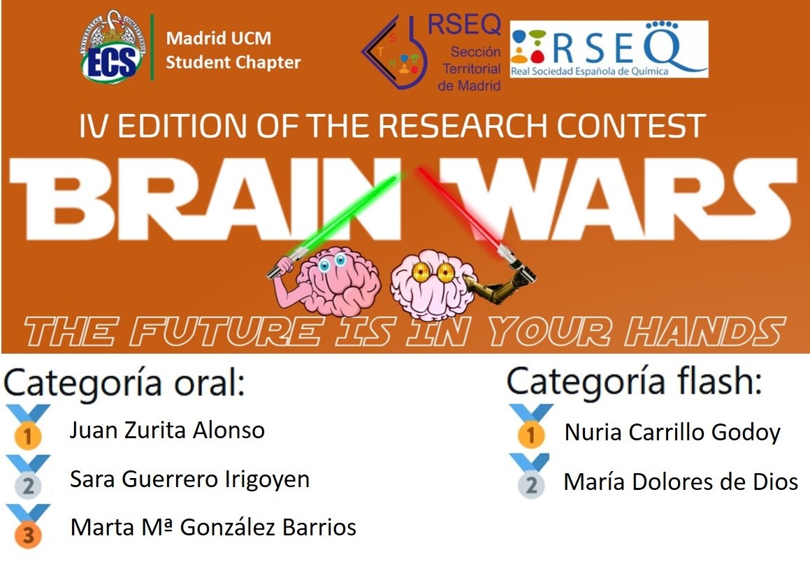 RSEQ_STMadrid's tweet image. Ganadores de la IV edición del concurso &quot;Brain Wars: The future is in your hands&quot;. 
¡Gran trabajo de todos los participantes! 
@RSEQUIMICA @ucm_ecs_chapter @JovenesQuimicos  @quimicasUCM  geqes-rseq