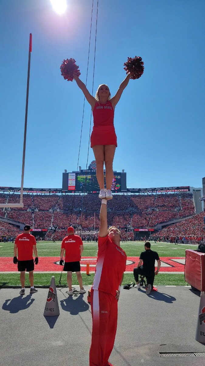 OSU_SpiritSquad's tweet photo. Our Baby Bucks aren’t babies anymore! A few more memories for our seniors cheering their last game in the shoe tomorrow #timeandchange @ashleythomason_ @AllissaThornton @emilygramza7 @Keyli4rae @alextadda52 @_lmt127 https://t.co/KkWoC4XLx9