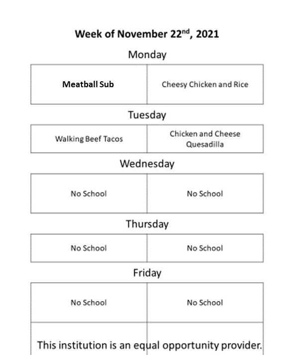 RRESPandas's tweet photo. Lunch menus for the week of November 22-23. #RRESPandas https://t.co/jWxhHEl59g
