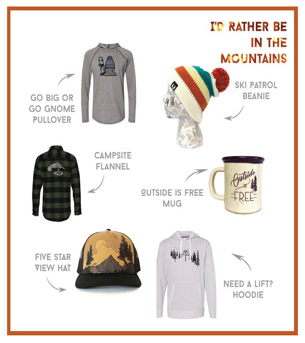 If you know someone who spends the #holidayseason skiing, hiking, or cozying up in a cabin (or wishes they did!), our I'd Rather Be in the Mountains #giftguide has everything they could want!