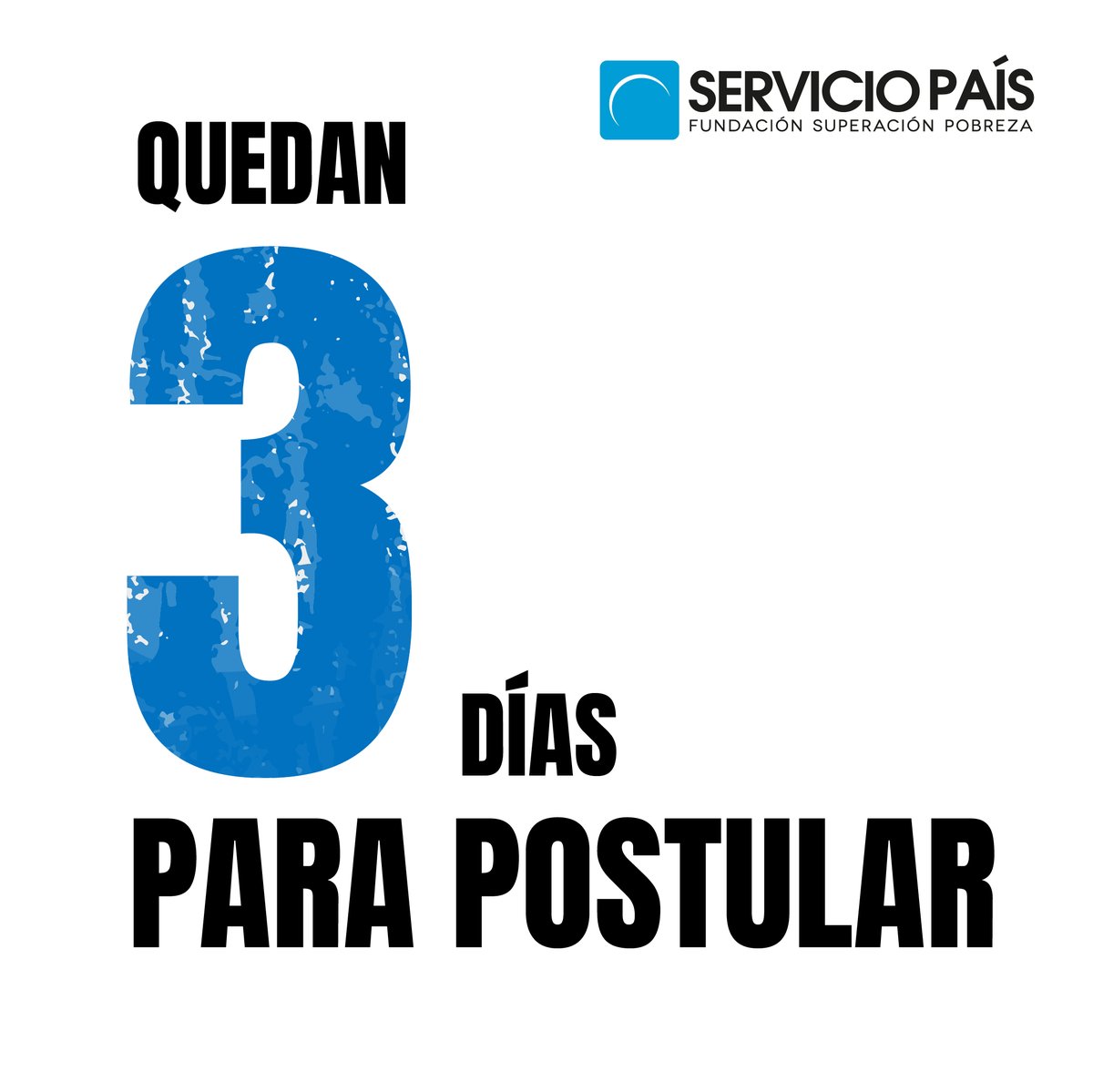 ServicioPais's tweet photo. ¡QUEDAN 3 DÍAS PARA POSTULAR A SERVICIO PAÍS! 🔔 Este lunes 22 de noviembre CIERRAN las postulaciones a @SERVICIOPAIS. Sea cual sea tu profesión, encuentra #ElMejorLugarParaTrabajar en SERVICIO PAÍS. Postula en https://t.co/vXNcY7fOnA https://t.co/8tOo8GRKUo
