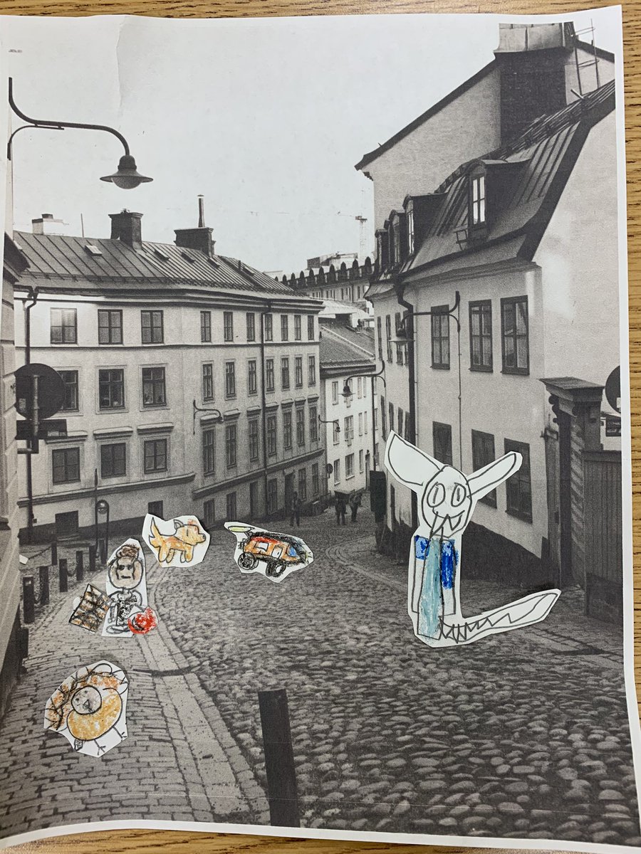 jmliteracy1's tweet photo. Using @The_Pigeon as a mentor, some super talented 3rd graders drew their own illustrations over a b&amp;w photo! #knufflebunny #Creative #readersAreWriters https://t.co/ignaXjY4l8