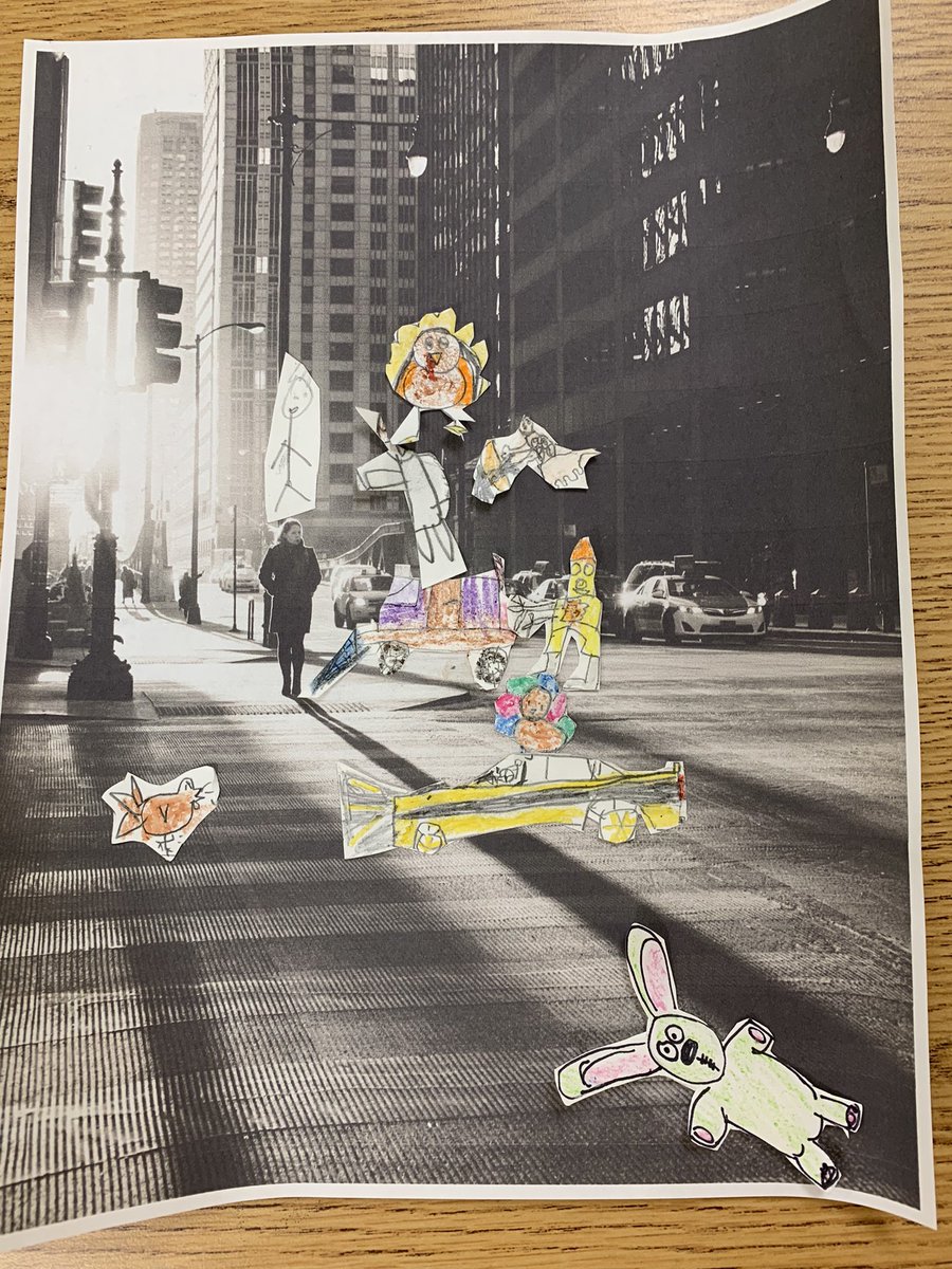 jmliteracy1's tweet photo. Using @The_Pigeon as a mentor, some super talented 3rd graders drew their own illustrations over a b&amp;w photo! #knufflebunny #Creative #readersAreWriters https://t.co/ignaXjY4l8
