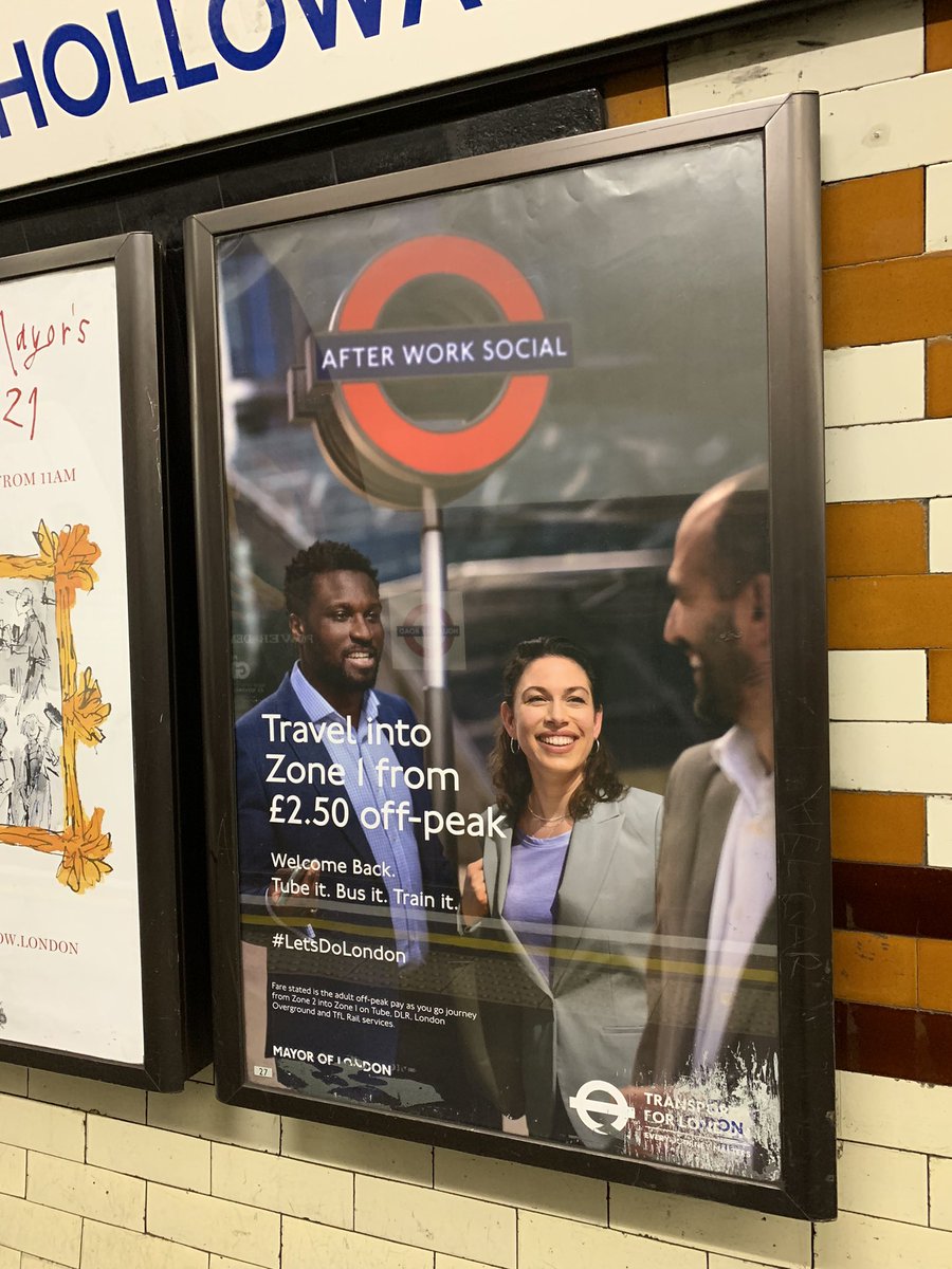 No wonder many ignore the mandatory use of masks on the tube when <a href="/TfL/">TfL</a> are encouraging that on their poster ads. #pandemic #LetsDoLondon