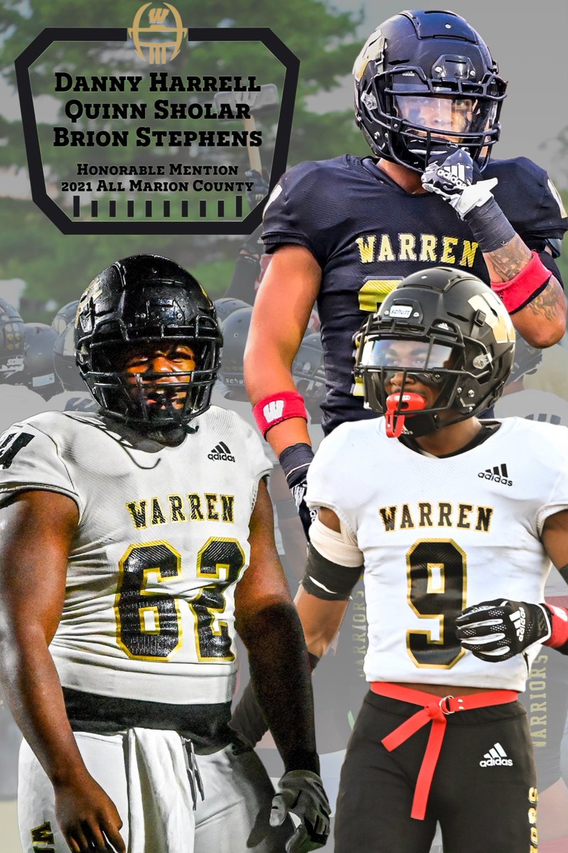 WARRENCENTRALFB's tweet photo. Congratulations to our 2021 All Marion County Honorable Mention Selections
@DannyHarrell21 
@QuinnSholar 
@BrionStephens https://t.co/xiWlaO9Yfg