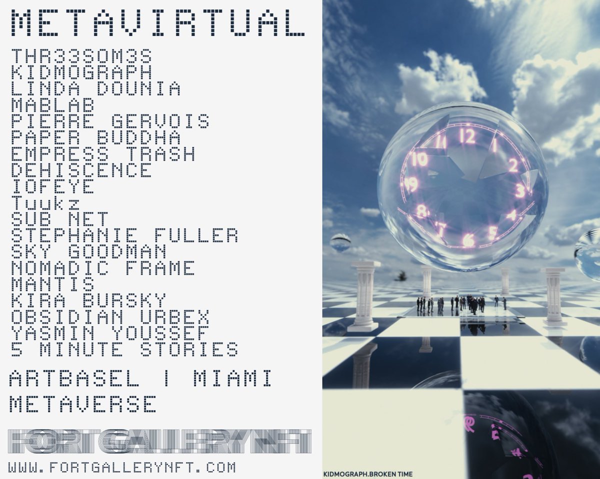 fort_nft's tweet photo. METAVIRTUAL
Seek.
Meet us in the middle.
Find & youโll have access.
Unlock to the next level & HODL.
Art Basel โซ๏ธ Miami
For more cryptic info:
https://t.co/nNCXqDAKJZ
#ArtBasel https://t.co/bSPVwELlS1