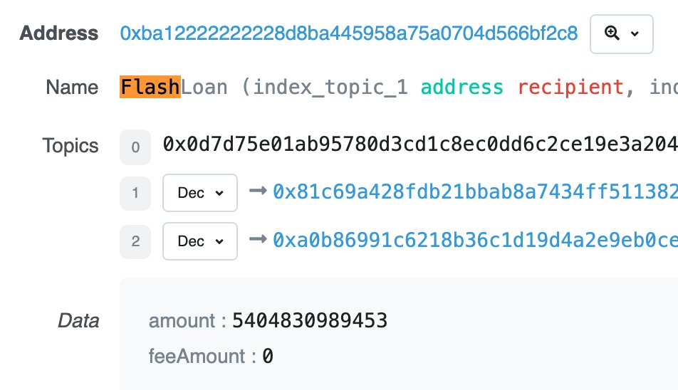 fcmartinelli's tweet photo. Nice to see free flash loans being taken from Balancer V2's vault. 

I don't know of any other protocol where you can:
  * access the combined liquidity of all pools
  * borrow several different tokens at once
  * pay ZERO fees

https://t.co/WVDr81Rw7y https://t.co/PClTwbpasS