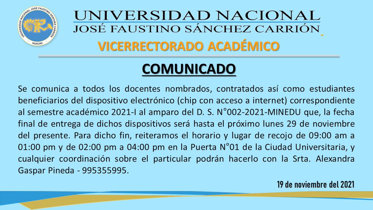 📌 Atención Docente nombrado, contratado así como estudiantes beneficiarios del dispositivo electrónico (chip con acceso a internet), ultima fecha de ENTREGA.