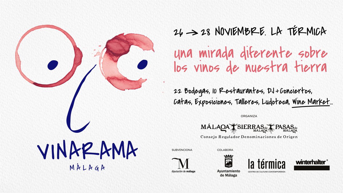 ¡Recién salido de la barrica! 🙌🏻

Ya podéis consultar toda la info y programación de actividades de Vinarama 🍷haciendo clic en el enlace 👉🏻 vinomalaga.com/vinarama/

Os esperamos del 🗓 26 al 28 de noviembre en @latermicamlg
