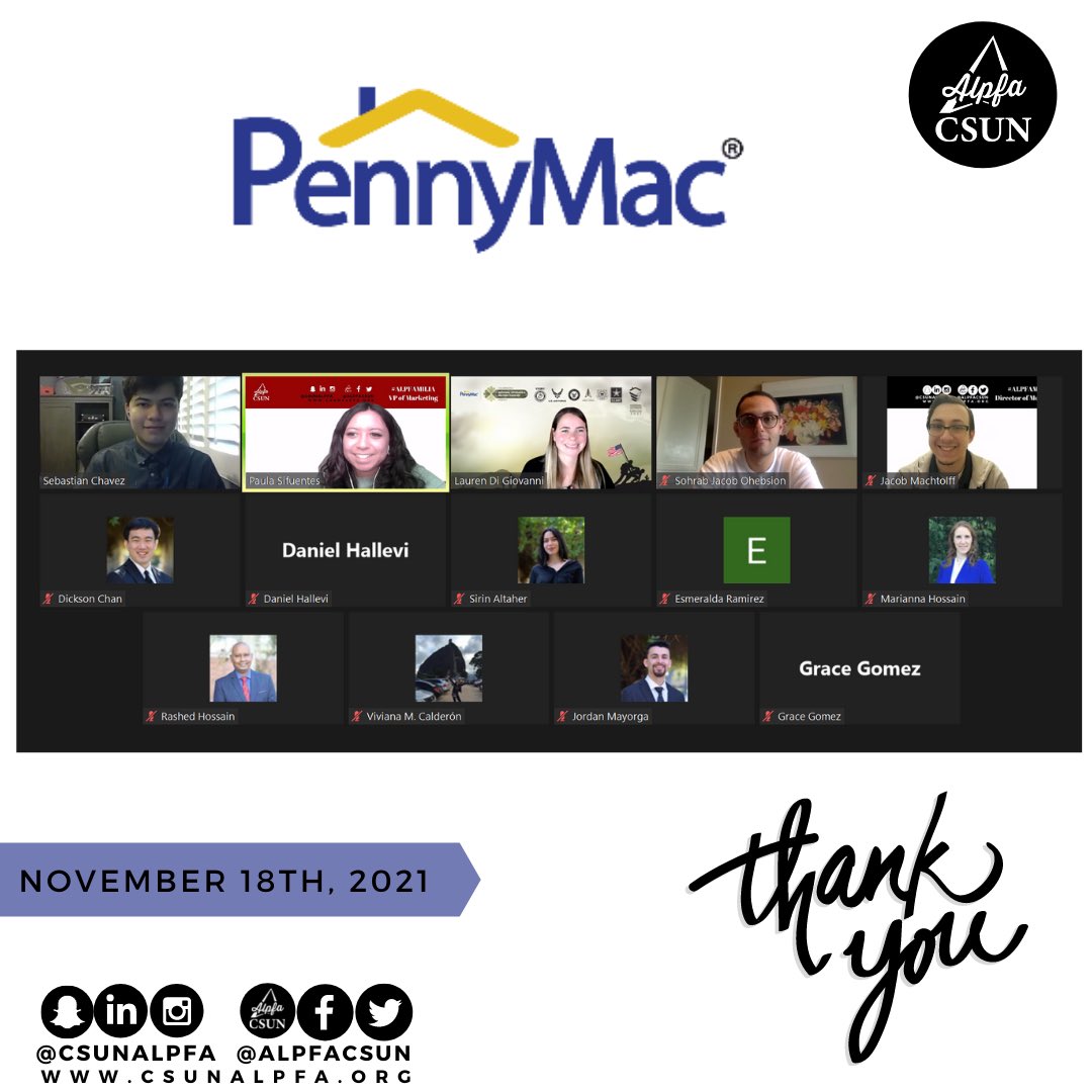 Thank you to everyone who came out to our meeting with PennyMac!

#csunalpfa #ALPFA #alpfamilia #CSUN