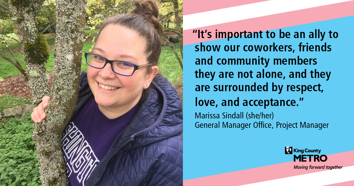 KingCountyMetro's tweet photo. Metro is celebrating #TransgenderAwarnessWeek by adopting new policies to support the workplace needs of transgender and gender diverse employees.
Hear what Transgender Awareness Week means to our employees and learn more about new policies on our blog.
https://t.co/ArMCtwzTkm https://t.co/3vePtEMbCp