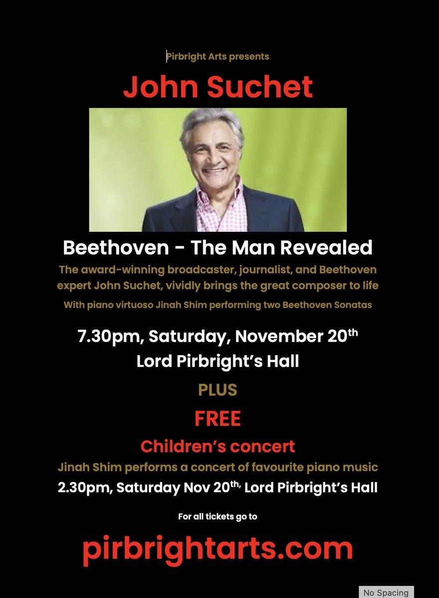 johnsuchet1's tweet photo. Come and discover a Beethoven you did not know before. Yes he was once a kitchen scullion. Yes he once rode a horse. And hear two great piano sonatas performed live. Beethoven — The Man Revealed 7:30pm tomorrow in Pirbright Surrey. Tickets from ⁦@pirbrightarts⁩ https://t.co/7iS27zptbN