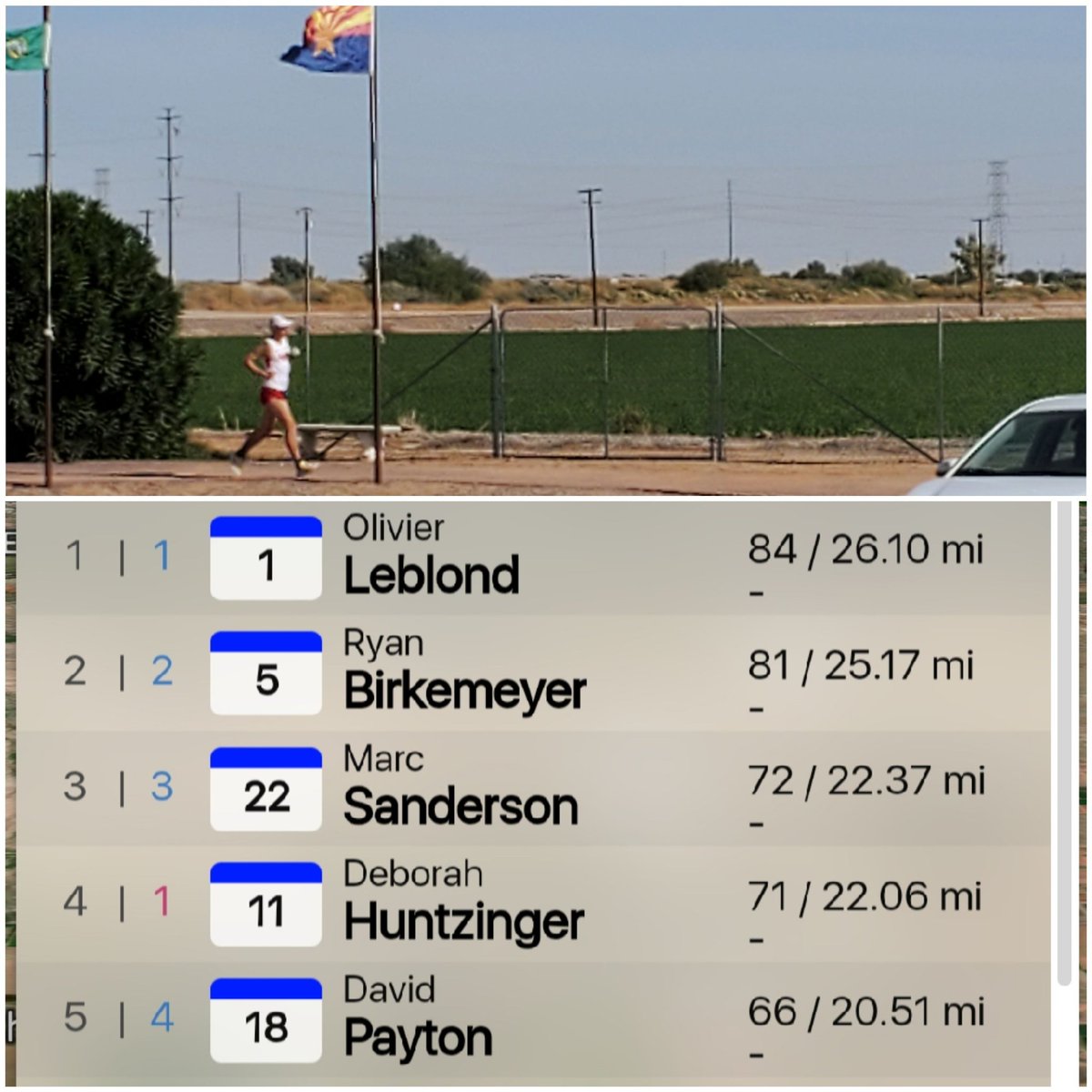 CWord0510's tweet photo. Just over four hours into the @AravaipaRunning #FatOx race, Olivier LeBlond is moving well and looks to be in good spirits. He's taking a casual walk break every 10th lap on the 500m course.@USAultrarunning https://t.co/gxJLLt1bp7