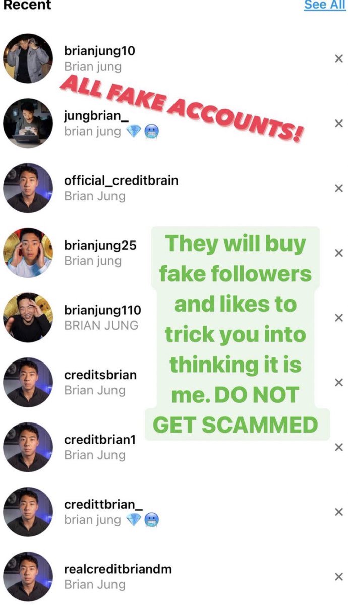 brianjungyy's tweet photo. FYI Instagram deleted my account today and still |  nothing has been done about the scam accounts impersonating me https://t.co/vCAUmGQaBT