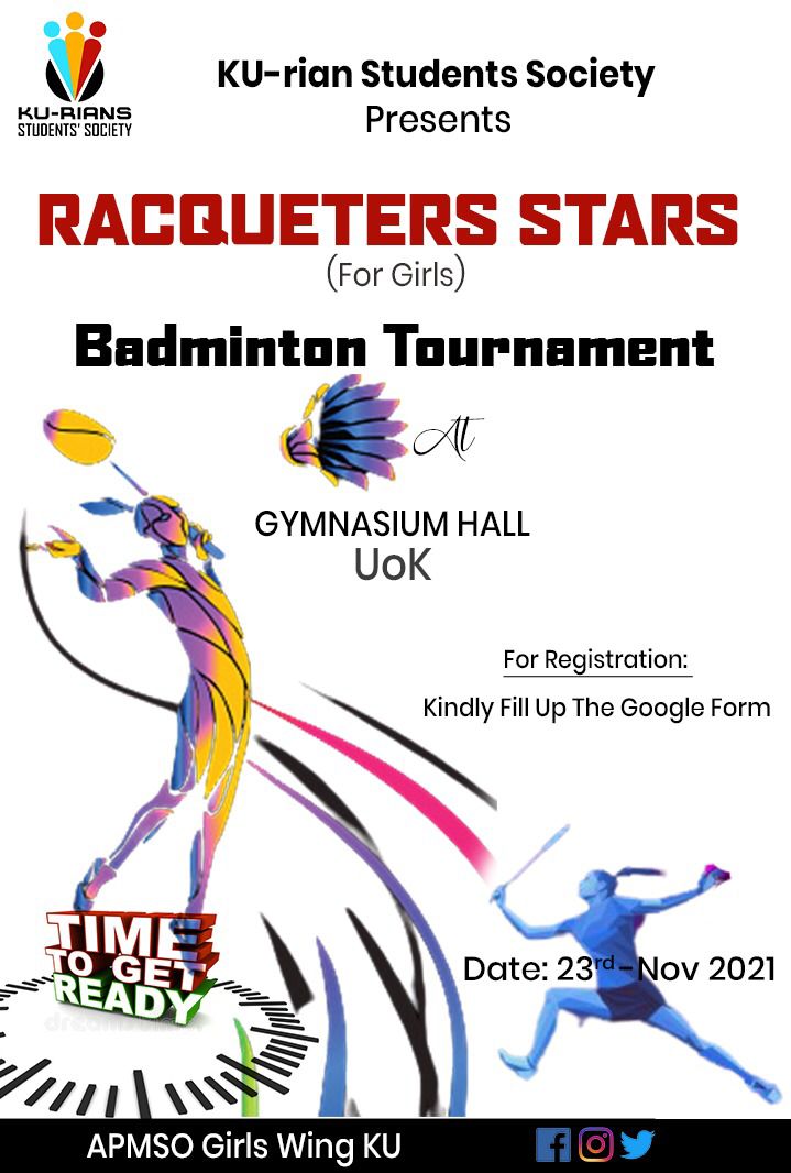 GirlsWingAPMSO's tweet photo. APMSO Girls wing bring you the most awaited event of the years. It's time for all girls to get their gear ready, cause it's Badminton Time!
Register now. @SaqibAjaz1 @Fahadwali90 @SharjeelBaig_ @sarahshadab160 https://t.co/OGvhNK6Fav