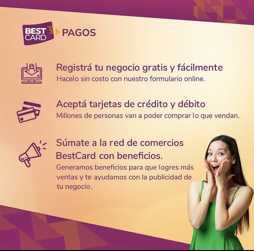 bestcard_arg's tweet photo. Si te dedicas a vender productos o servicios regístrate YA en BestCard! 
¿Por qué? 
👌tenemos las comisiones más bajas del mercado
👌podes adelantar las acreditaciones que quieras en el momento que quieras 
Regístrate en https://t.co/9iE2SPdSSN https://t.co/DlGOyqVaNS