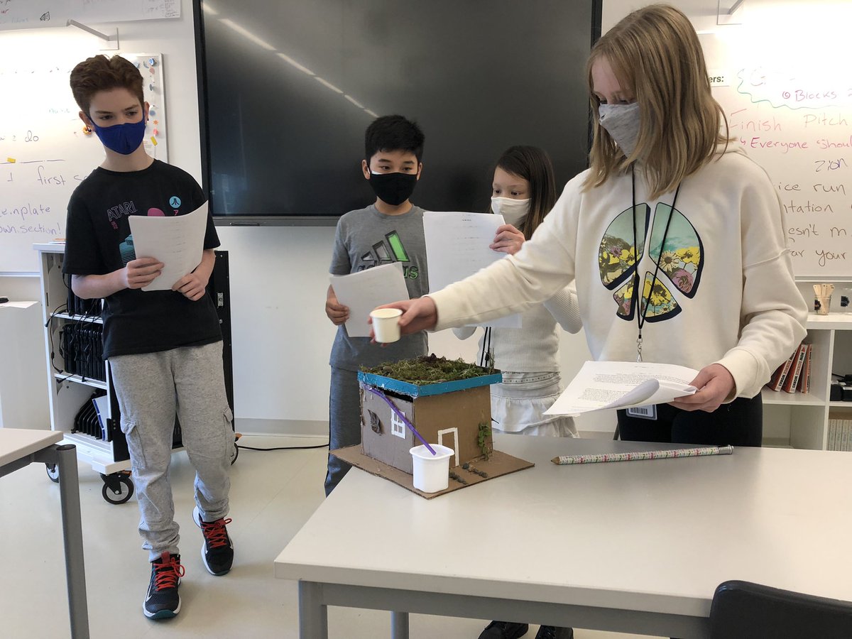 Julezkass's tweet photo. Our 6th graders are presenting Green Stormwater   Infrastructure (GSI) projects in science. Students shared great great models of bioswales, constructed wetlands, living roofs and other ideas. They defined the ecological problem the model solves. @SeattleAcademy https://t.co/kvFg87hl3l