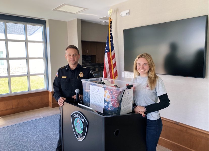 actionteamcmhs's tweet photo. Thank you to Carver Police Department for not only generously donating to the sock drive but for also keeping a collection box at the station for the last month. We appreciate all of your continued support with all of our events and can not thank you enough! 🧦❤️ https://t.co/VMku2qf7Iw
