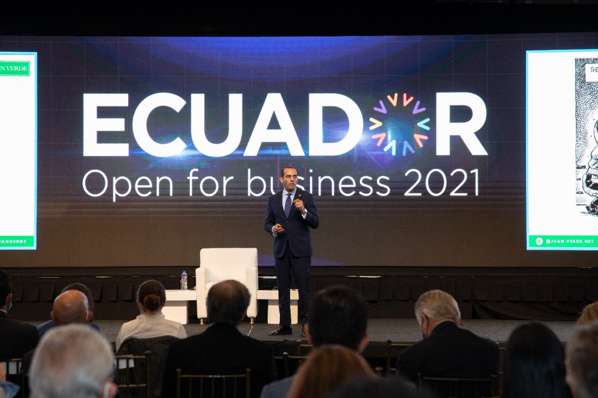 EcOpen4Business's tweet photo. "El mundo está en medio de una transición a un modelo de bajas emisiones y Ecuador tiene una oportunidad única de posicionarse." - @juanverde en el cierre magistral de #EcuadorOpenForBusiness "Ecuador: el momento oportuno" 

@aleadershiporg https://t.co/h3bPPivN9N